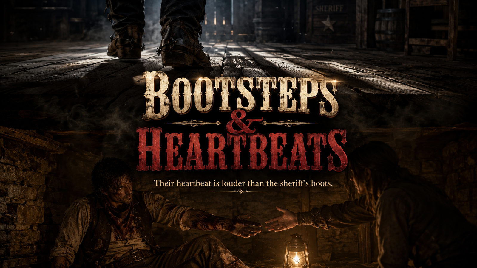 Cover art for Bootsteps & Heartbeats, a romance scenario on AI Dungeon