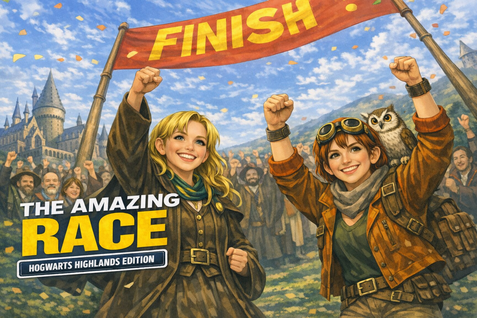 Cover art for The Amazing Race: Hogwarts (Highlands Edition), a journey scenario on AI Dungeon