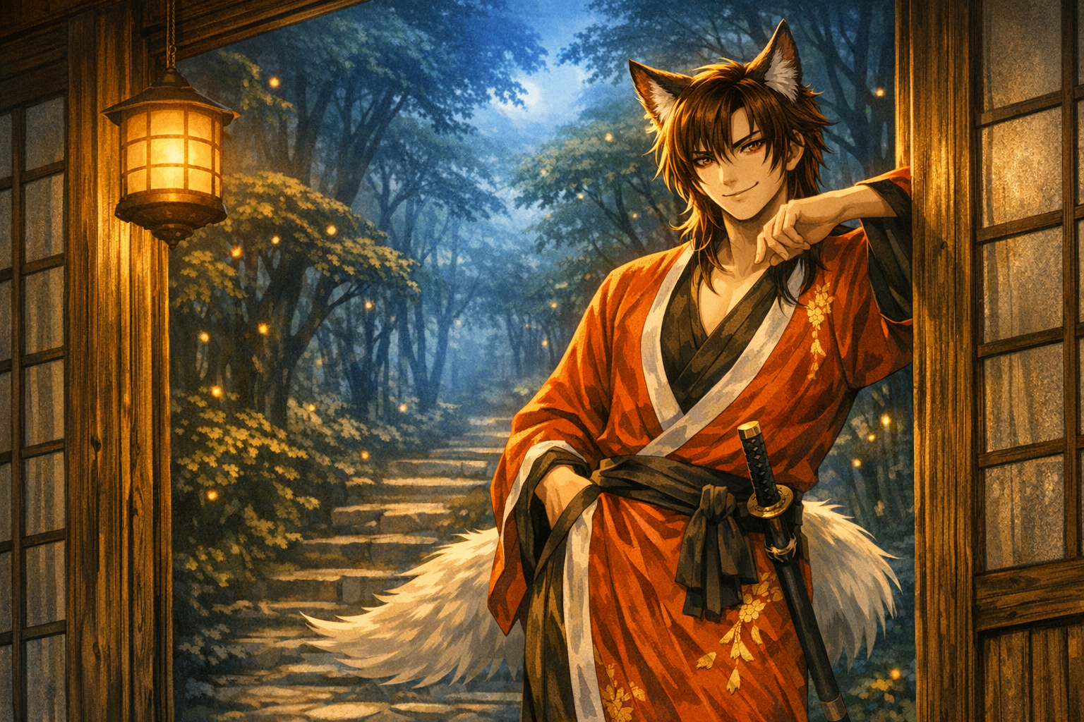 Cover art for The Fox Spirit’s Favor, a fantasy scenario on AI Dungeon