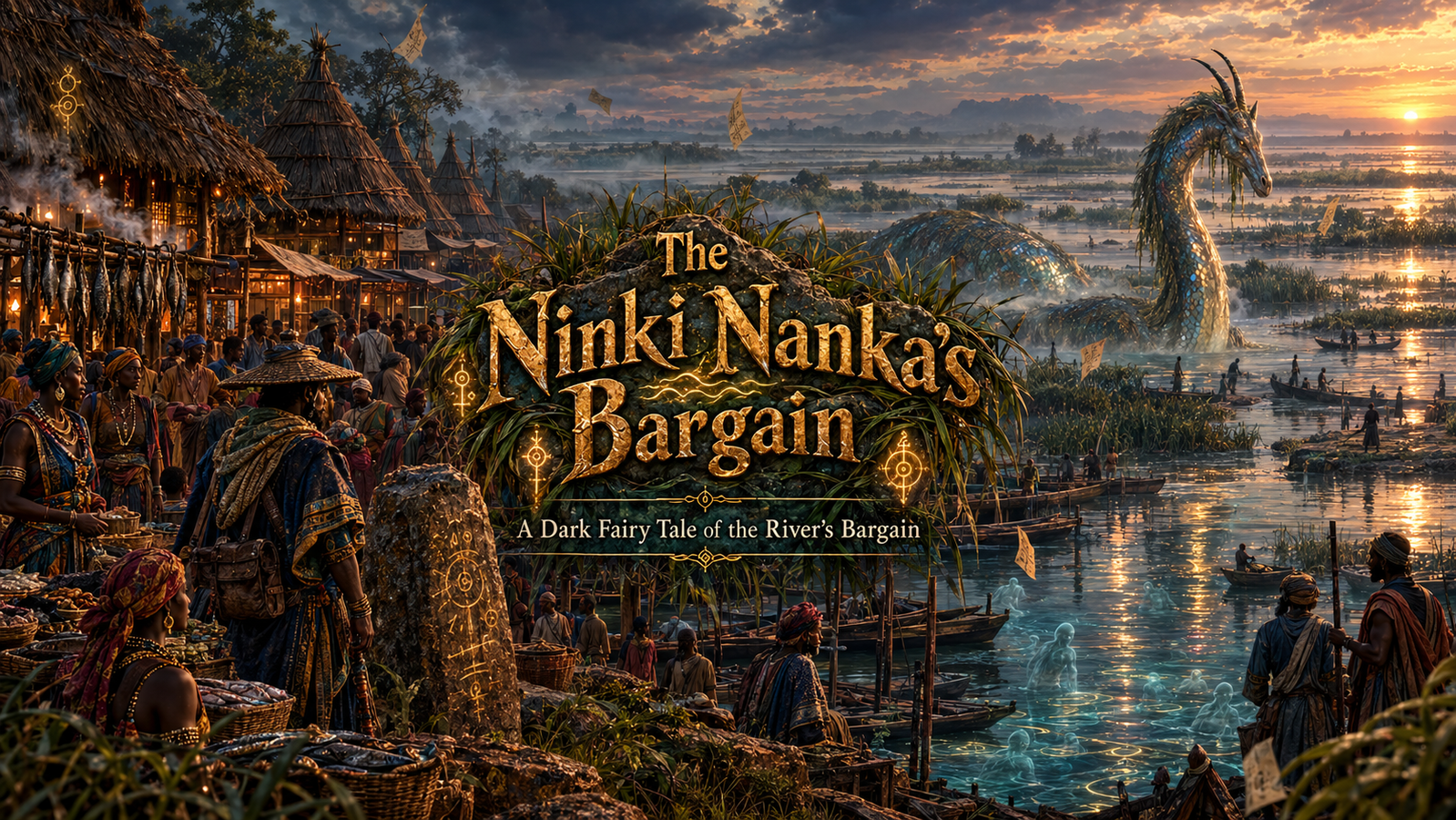 Cover art for The Ninki Nanka's Bargain, a cryptid scenario on AI Dungeon