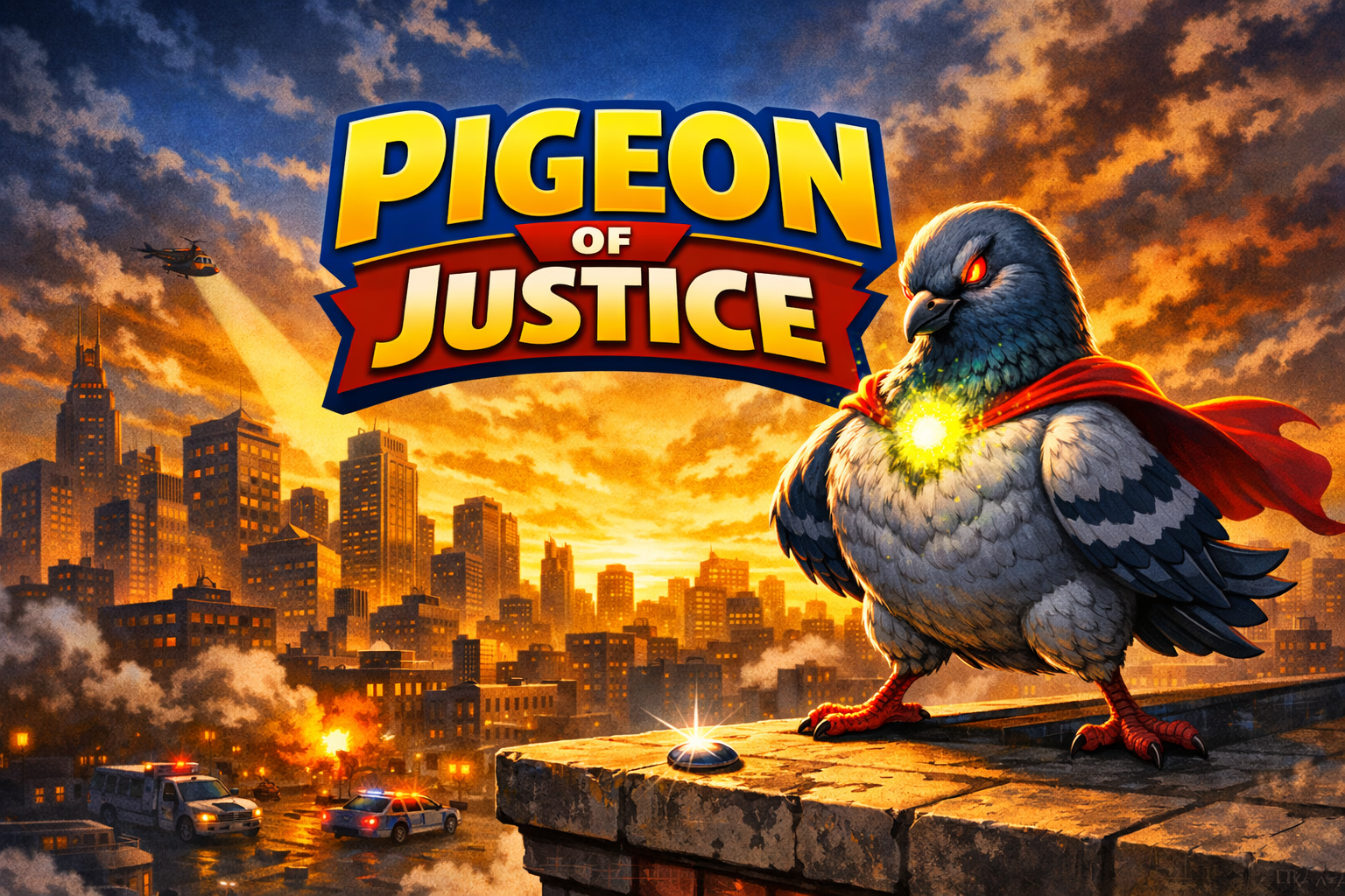 Cover art for Pigeon of Justice, a comedy scenario on AI Dungeon