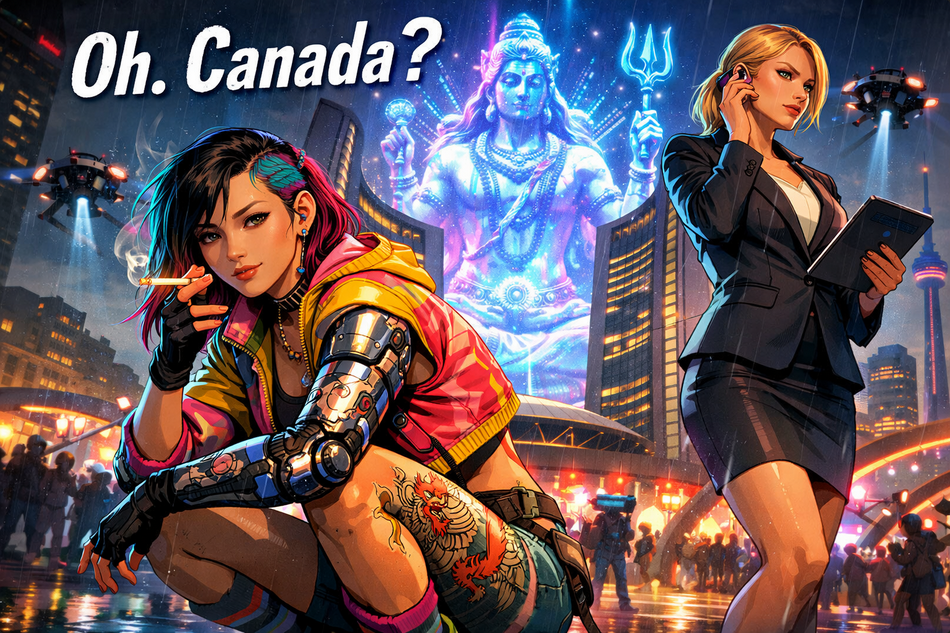 Cover art for Oh. Canada?, a cyberpunk adventure on AI Dungeon