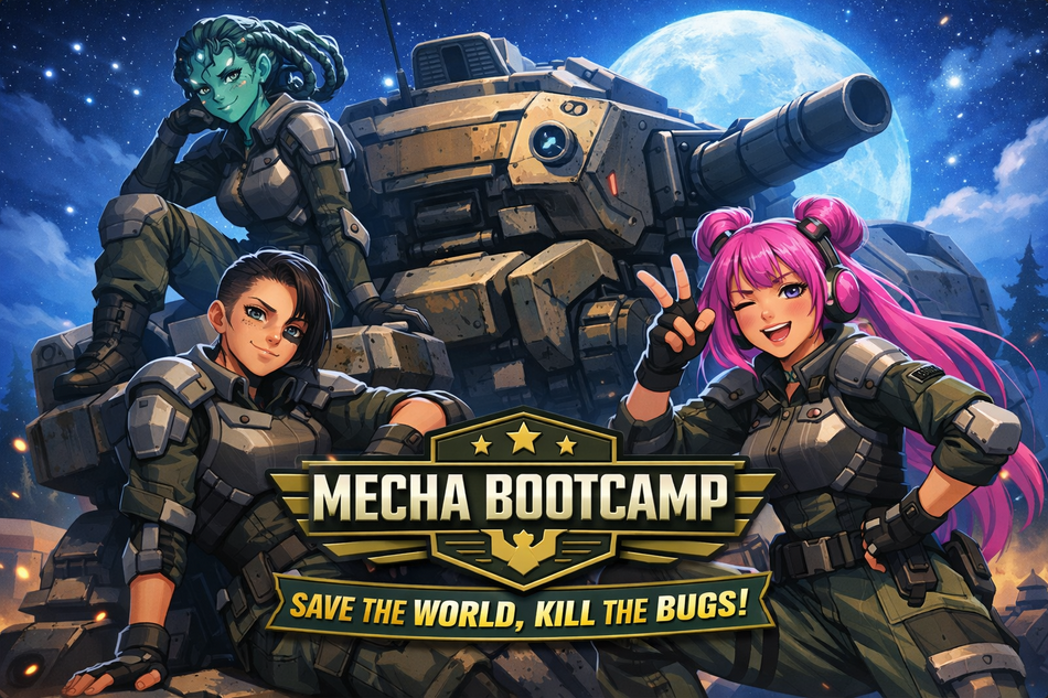 Cover art for MECHA BOOTCAMP, a war scenario on AI Dungeon