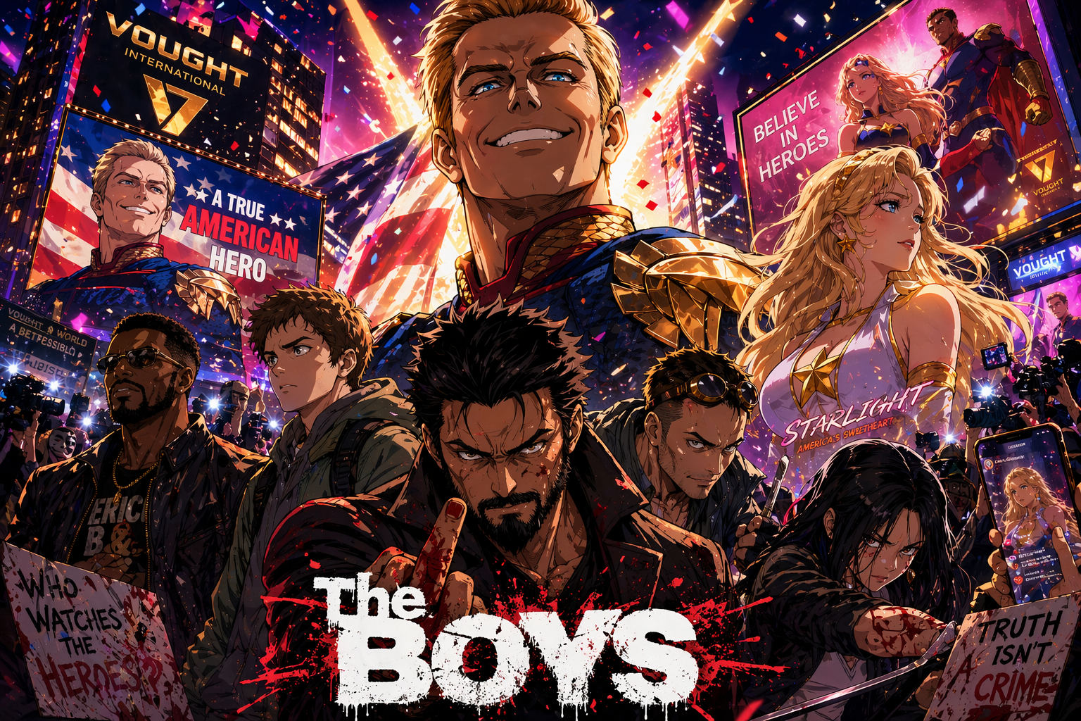 Cover art for The Boys, a superheroes scenario on AI Dungeon