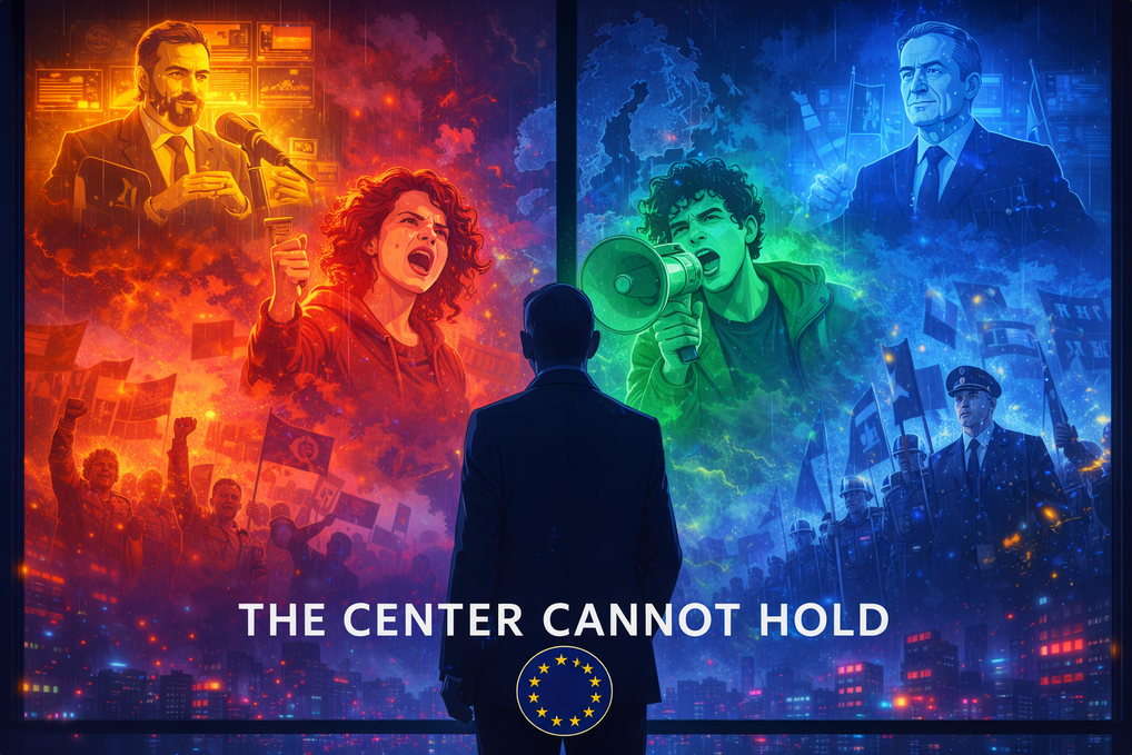 Cover art for The Center Cannot Hold, a politics scenario on AI Dungeon