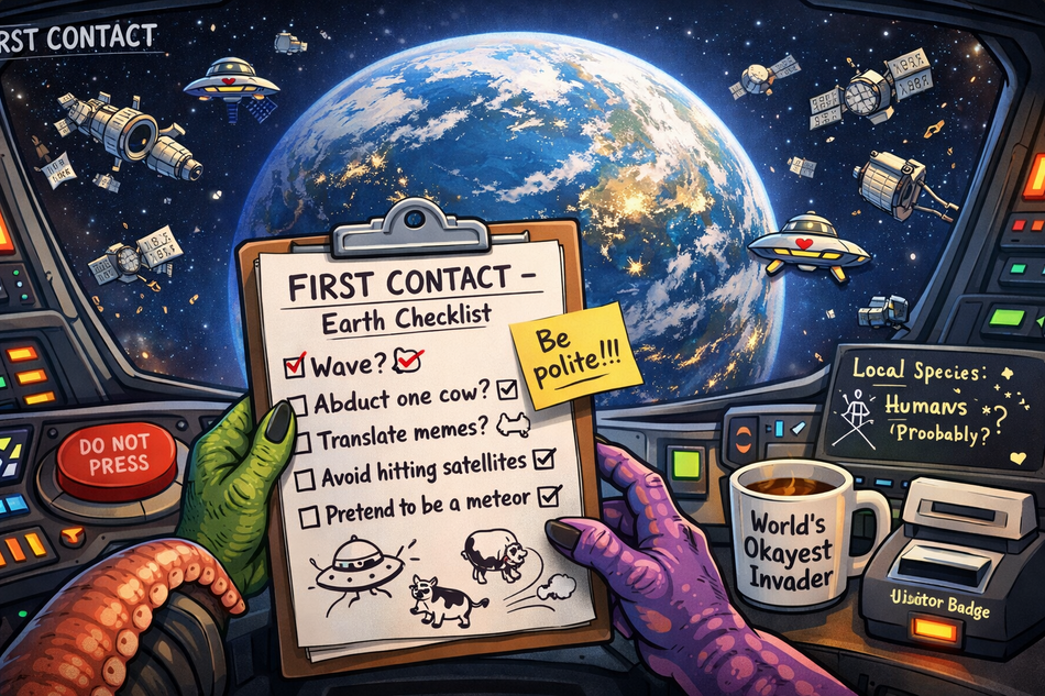 Cover art for First Contact, an alien scenario on AI Dungeon
