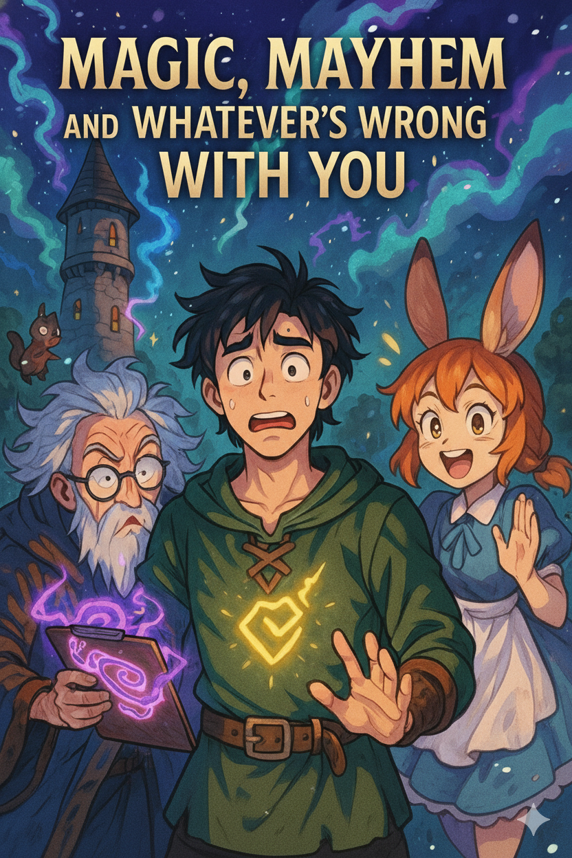 Cover art for Magic, Mayhem, and Whatever’s Wrong With You, a magic scenario on AI Dungeon