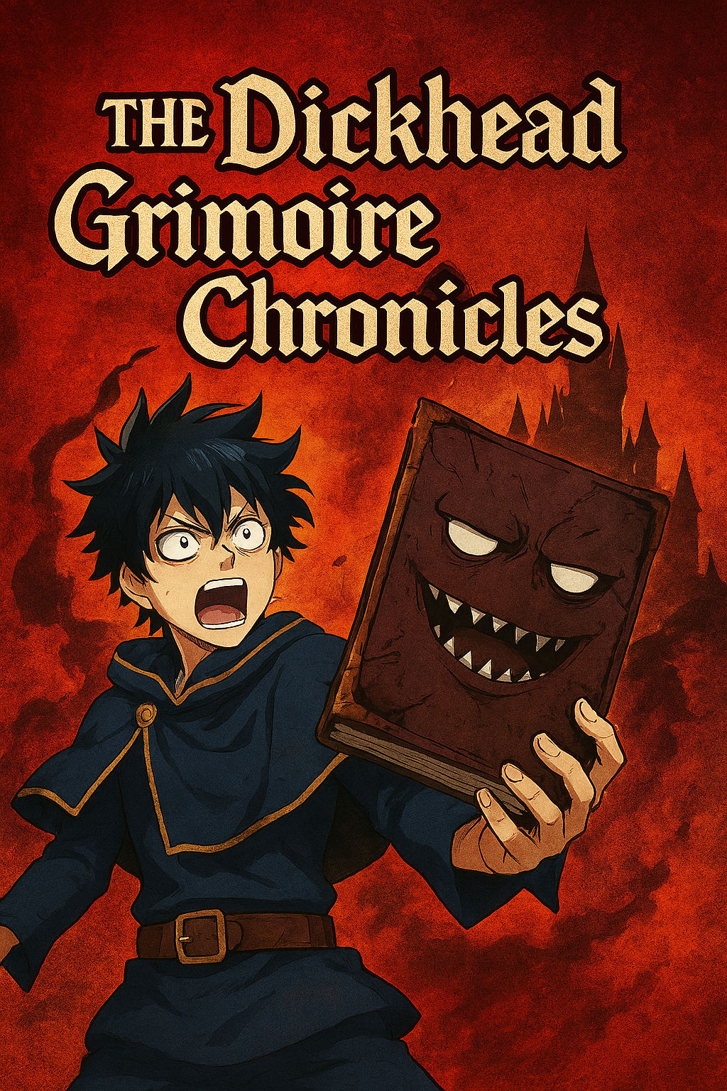 Cover art for The Dickhead Grimoire Chronicles , a magic scenario on AI Dungeon