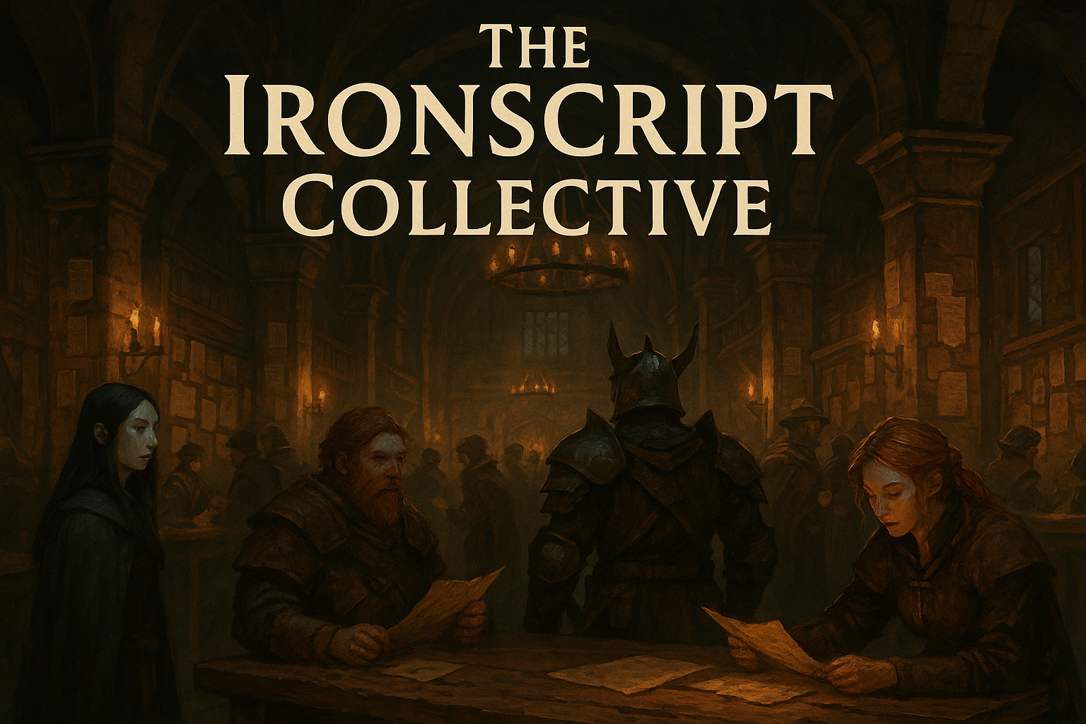 Cover art for The Ironscript Collective, a fantasy scenario on AI Dungeon
