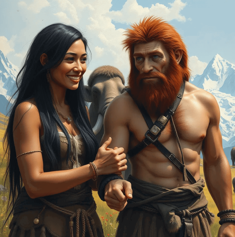 Cover art for Prehistoric Saga: 1st Contact Trade w Neanderthals, a neanderthal scenario on AI Dungeon
