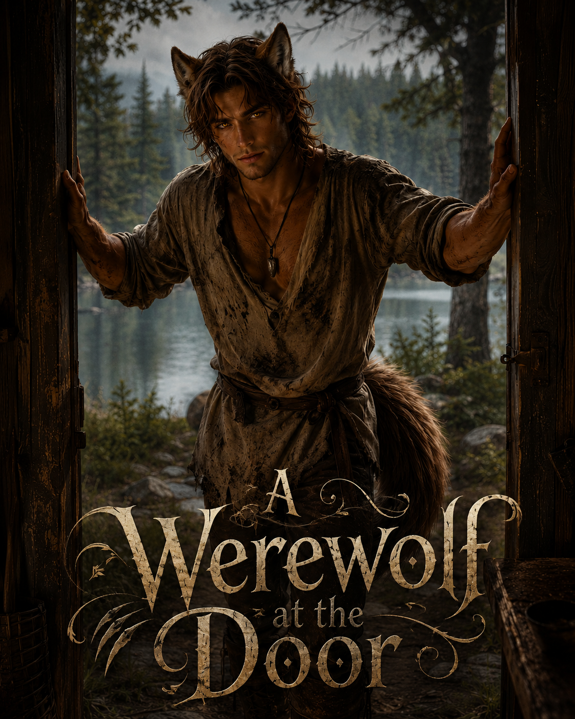 Cover art for Werewolf At The Door, a romance scenario on AI Dungeon