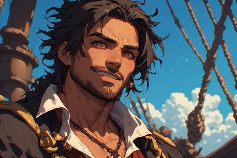 Cover art for Captured by Himbo Pirates, a comedy scenario on AI Dungeon