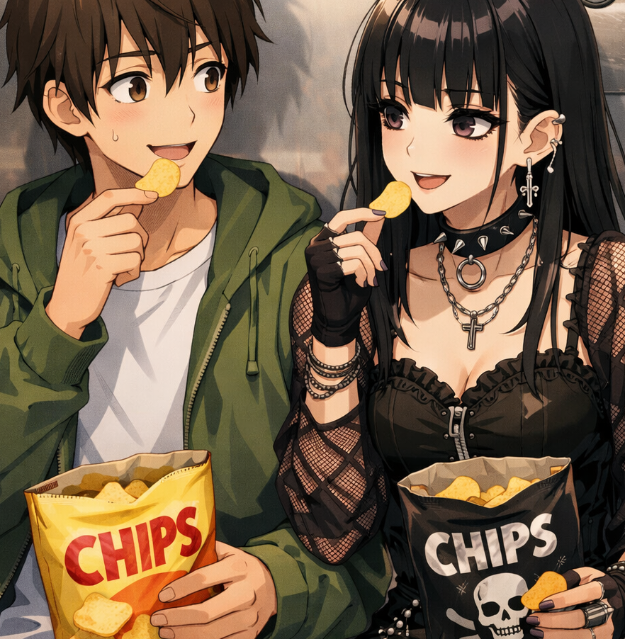 Cover art for Stuck with your Goth Neighbor, a goth scenario on AI Dungeon