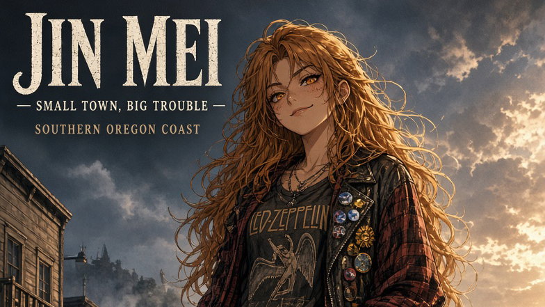 Cover art for Jin Mei ( Small Town, Big Trouble.), a slice of life scenario on AI Dungeon