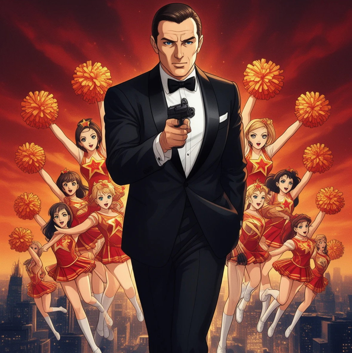 Cover art for 008 and the Soviet CheerLeaders!, a spy scenario on AI Dungeon