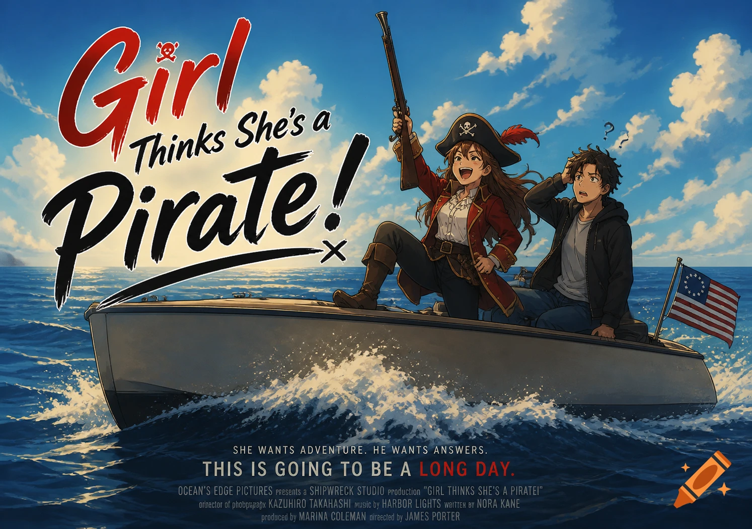 Cover art for 🏴☠️ Girl Think’s She’s a Pirate! 🏴☠️ , a pirate scenario on AI Dungeon