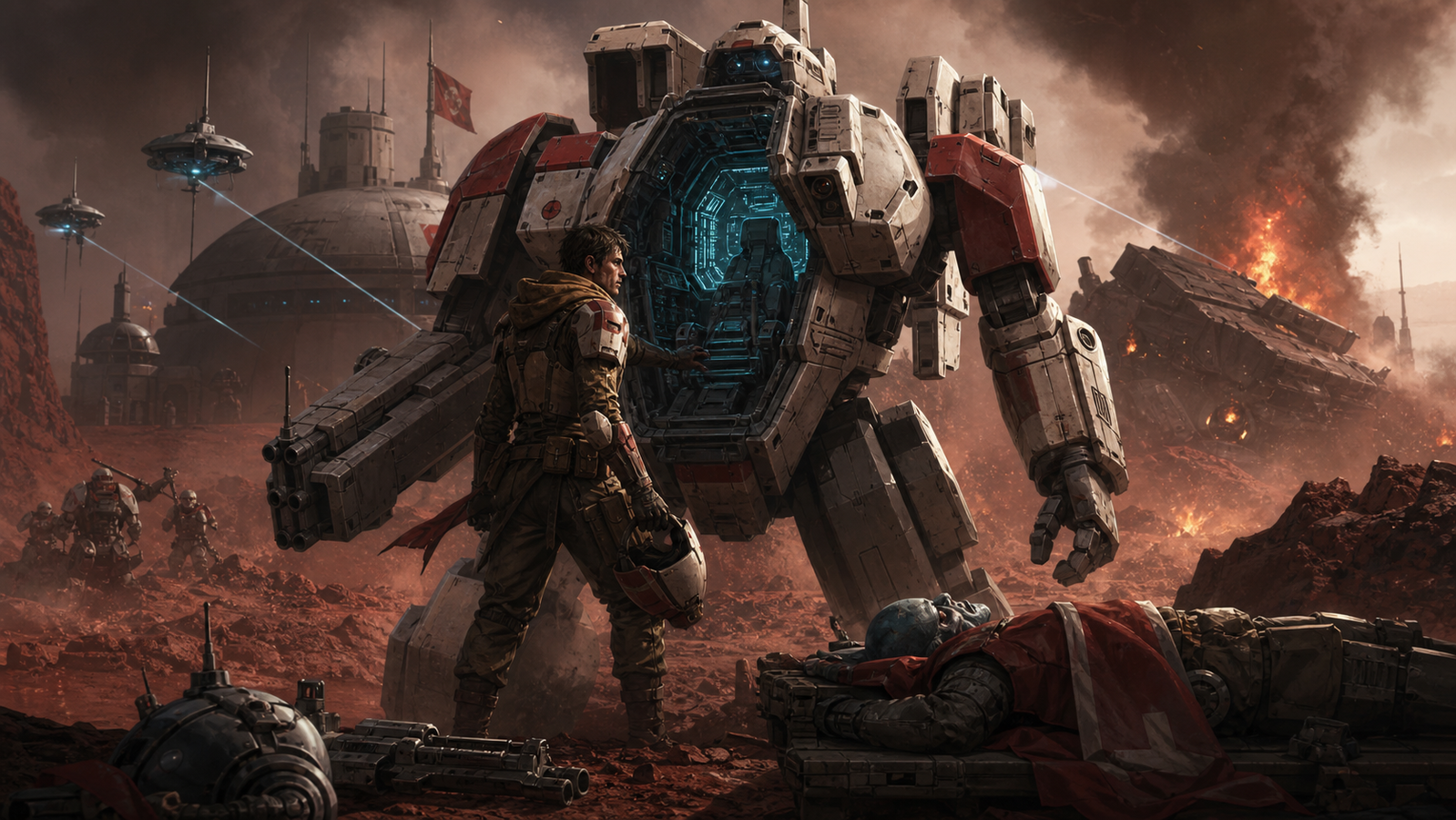 Cover art for Warhammer 40k: Oathbreaker, a mecha scenario on AI Dungeon
