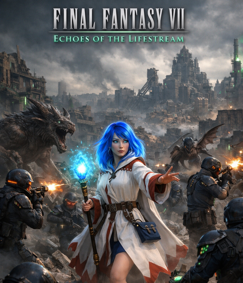 Cover art for Final Fantasy VII: Echoes of the Lifestream, a final fantasy vii scenario on AI Dungeon