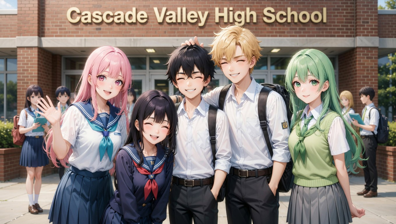 Cover art for Cascade Valley High School , a high school scenario on AI Dungeon