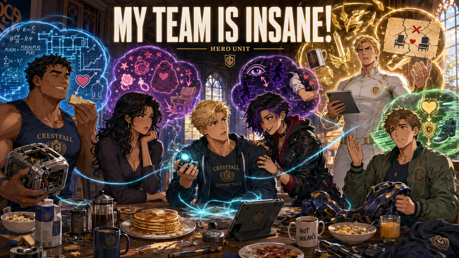 Cover art for Crestfall U: My Team is Insane!!, a crestfall scenario on AI Dungeon