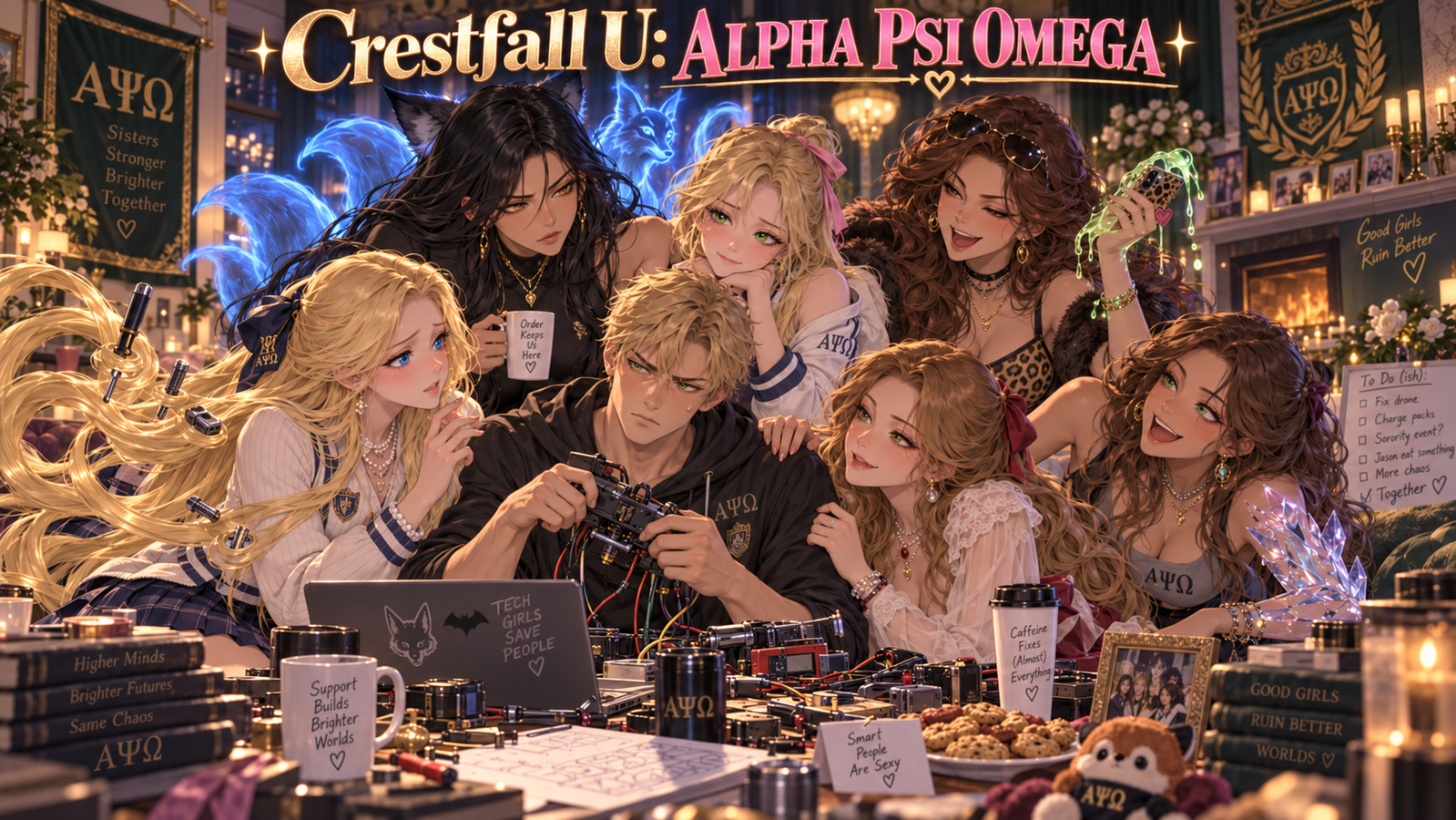 Cover art for Crestfall U: Alpha Psi Omega, a crestfall scenario on AI Dungeon