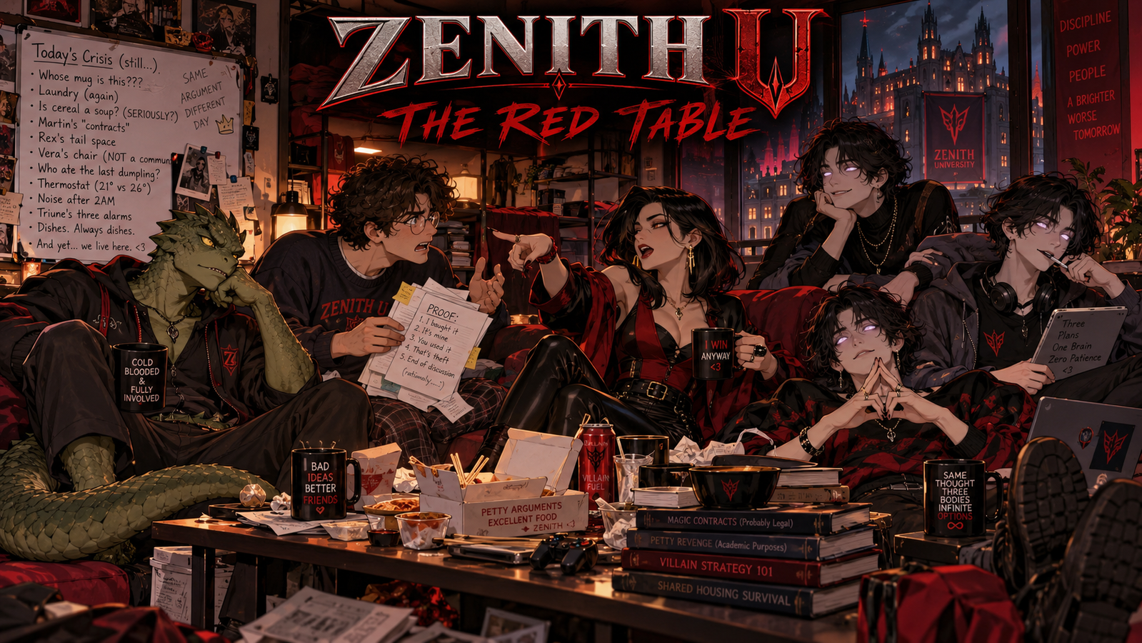 Cover art for Zenith U: The Red Table, a crestfall scenario on AI Dungeon