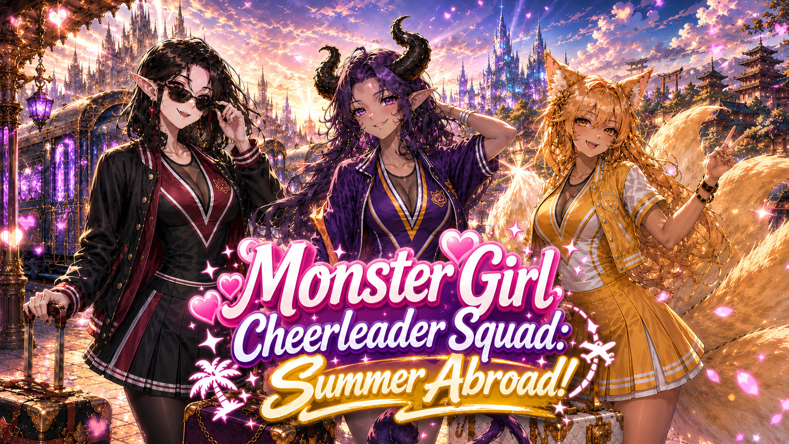 Cover art for Monster Girl Cheerleader Squad: Summer Abroad(IS), a monster girls scenario on AI Dungeon