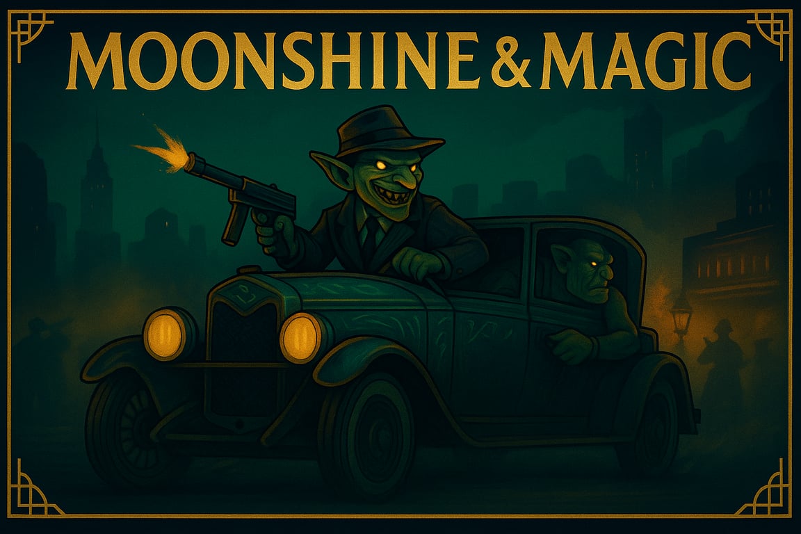 Cover art for Moonshine and Magic, a prohibition scenario on AI Dungeon