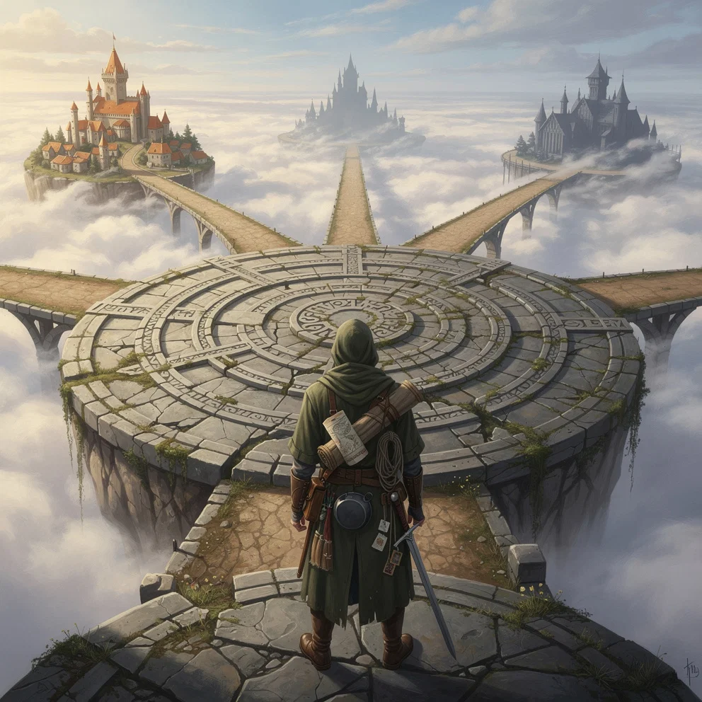 Cover art for Myriad Realms: Build Your Own Adventure, a fantasy world on Voyage
