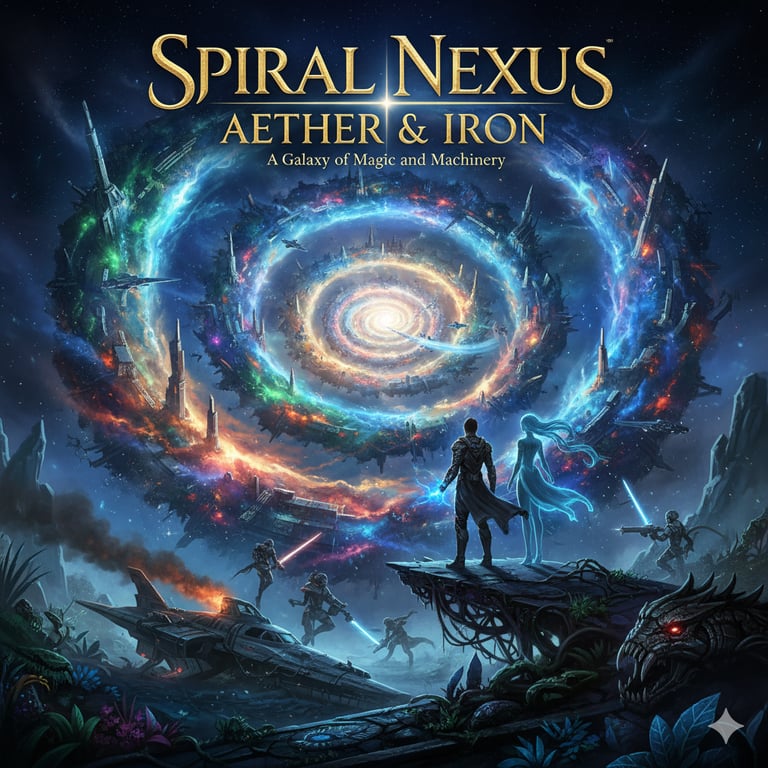 Cover art for Spiral Nexus: Aether & Iron, a magic scenario on AI Dungeon