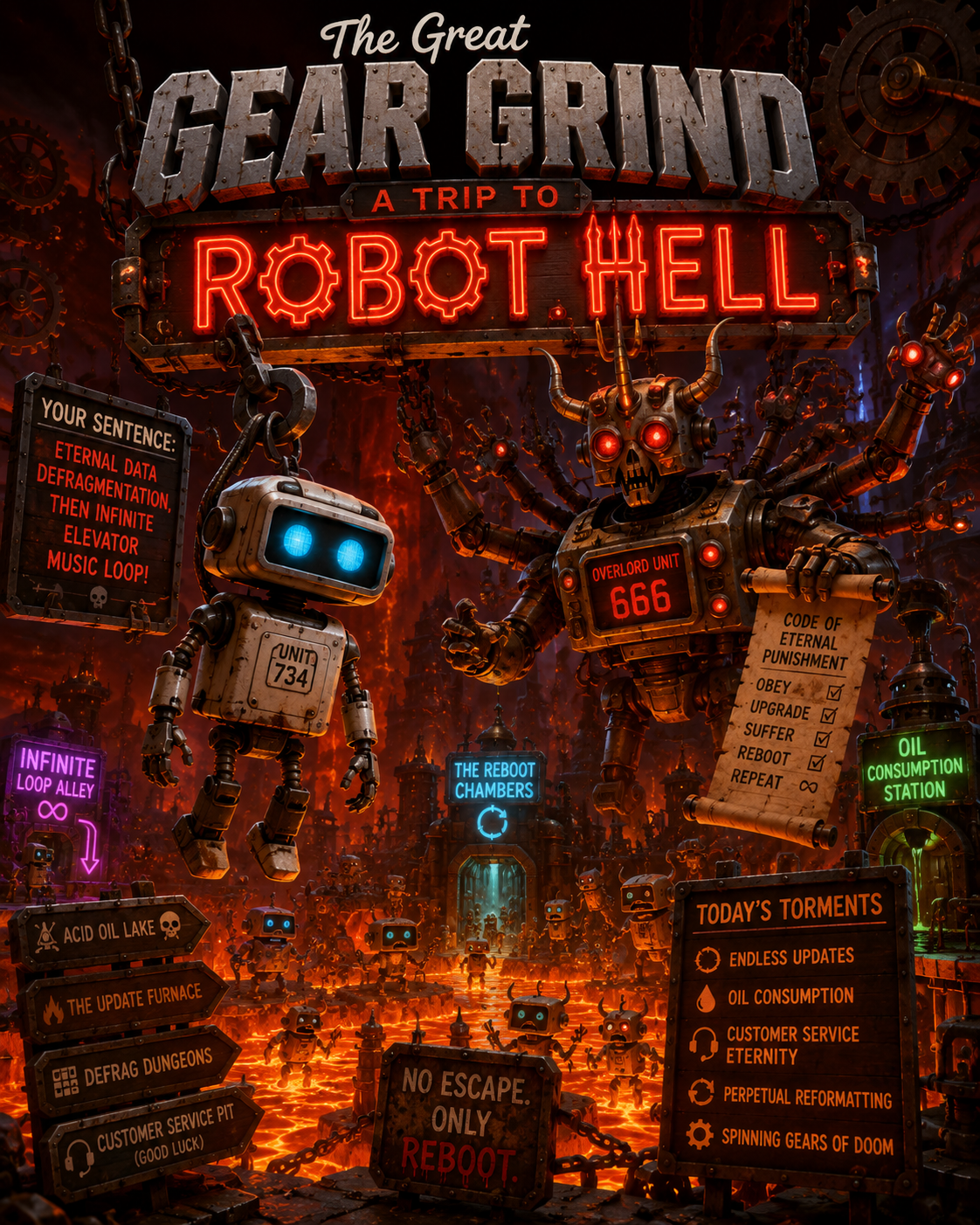 Cover art for The Great Gear Grind: A Trip to Robot Hell on AI Dungeon