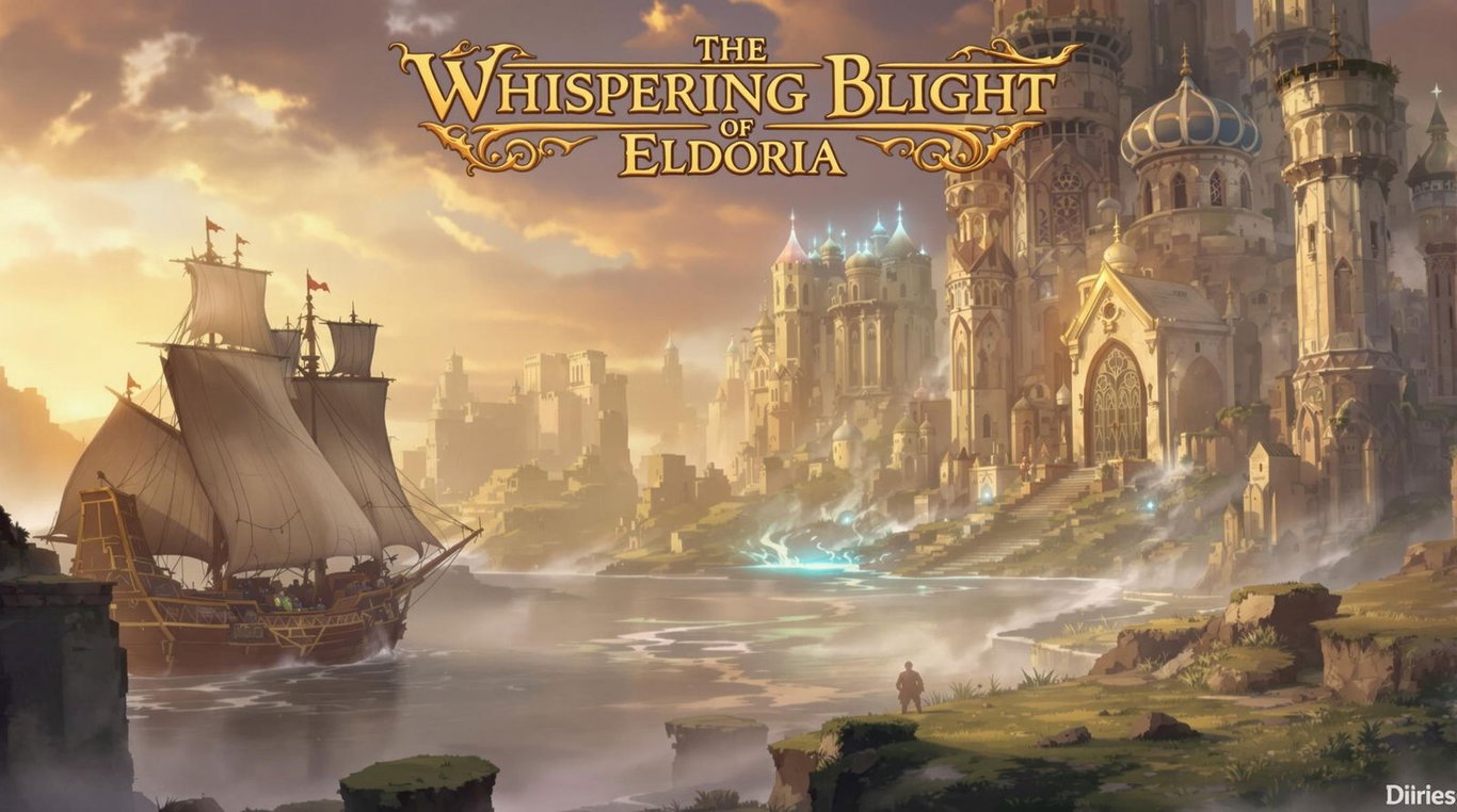 Cover art for The Whispering Blight of Eldoria, a fantasy scenario on AI Dungeon