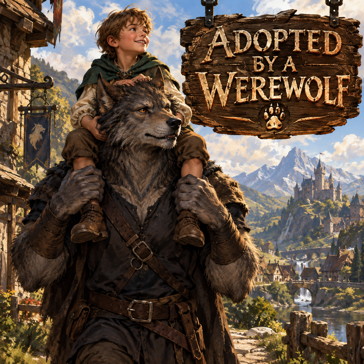 Cover art for Adopted By A Werewolf ♂️, a fantasy scenario on AI Dungeon