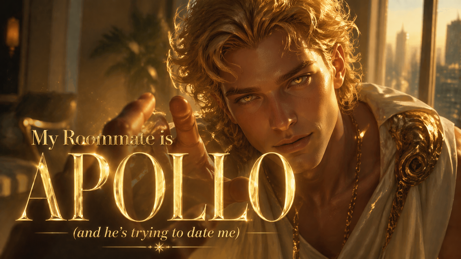 Cover art for My Roommate is Apollo (and he's trying to date me), a my roommate is a scenario on AI Dungeon