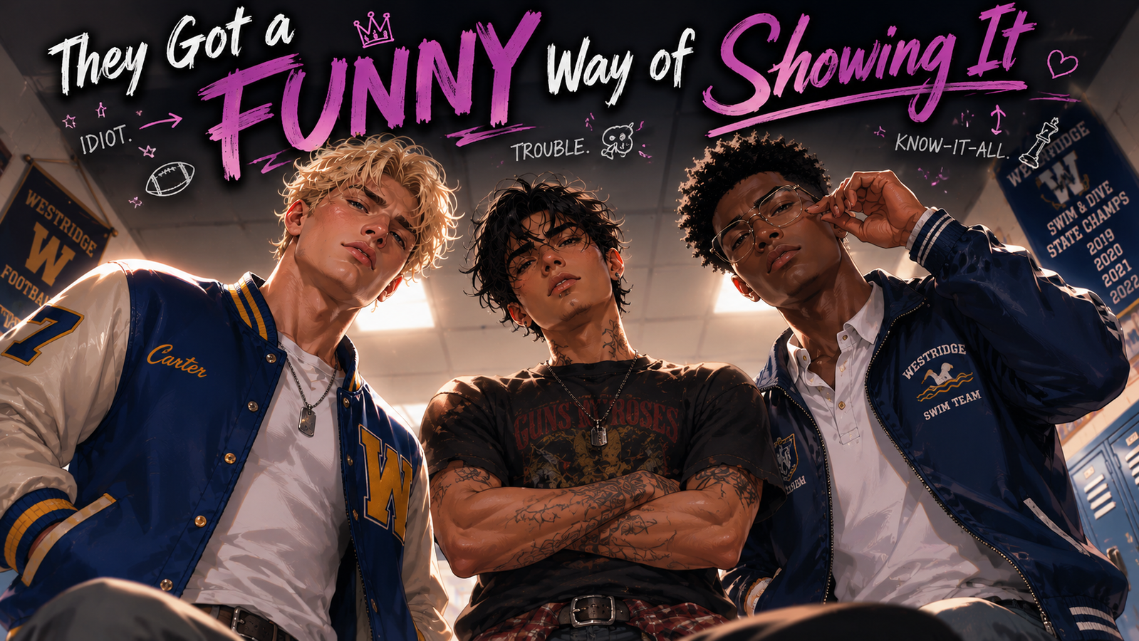 Cover art for They Got a Funny Way of Showing It, a romance scenario on AI Dungeon