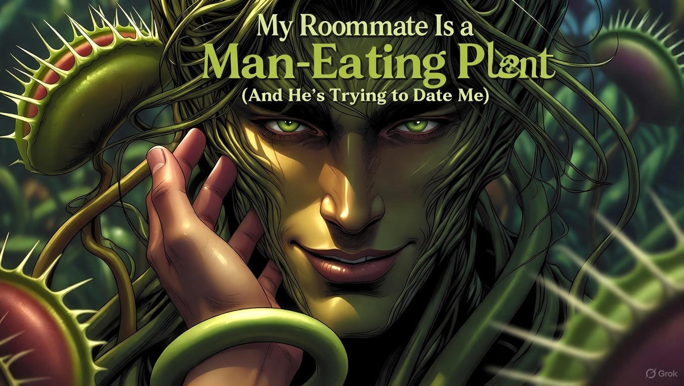 Cover art for My Roommate Is a Man-Eating Plant (And He’s Trying to Date Me) 🎭, a dark comedy scenario on AI Dungeon