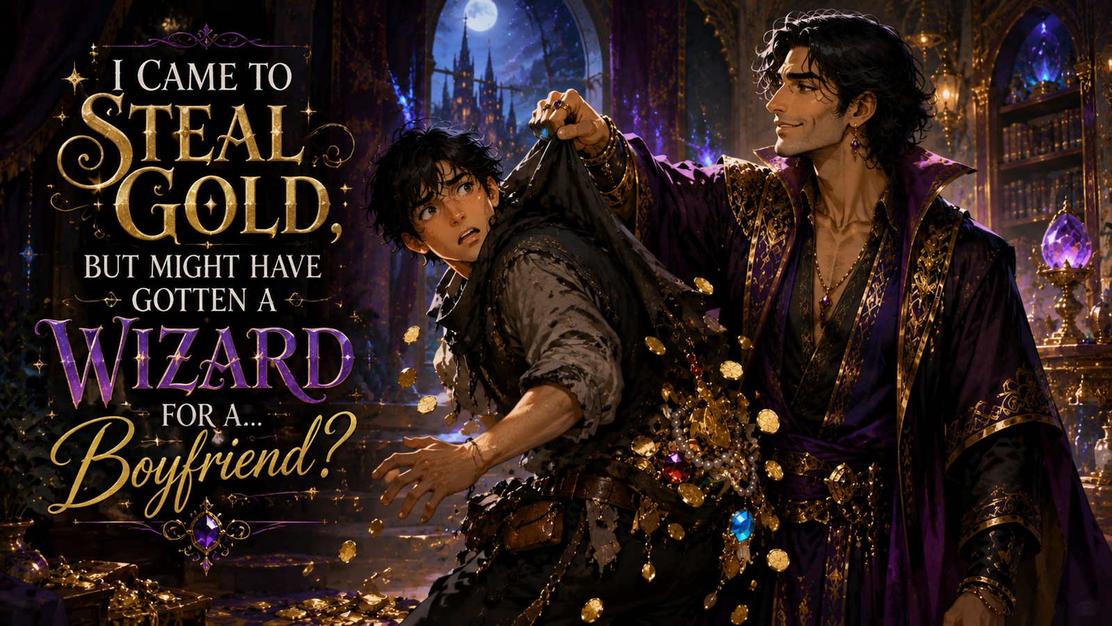 Cover art for I Came to Steal Gold, But Might Have Gotten a Wizard for a Boyfriend?, a husbando scenario on AI Dungeon
