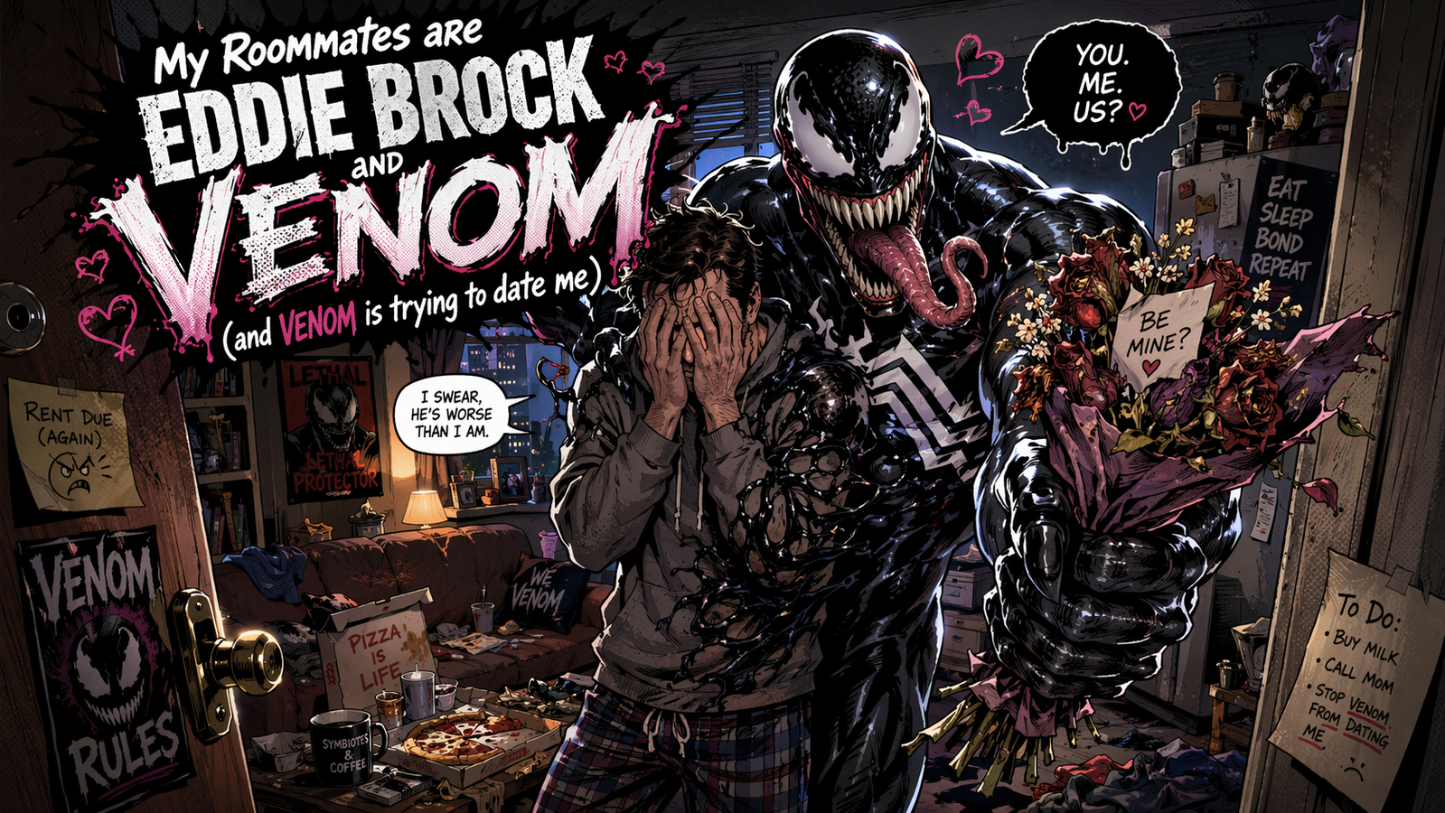 Cover art for My Roommate Is Eddie Brock… and Venom (and Venom Is Trying to Date Me), a my roommate is a scenario on AI Dungeon