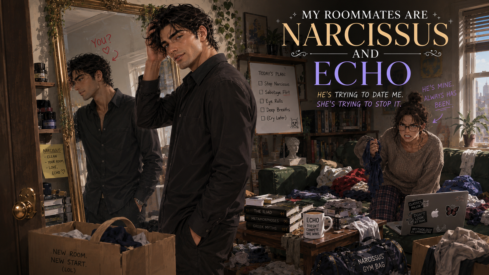 Cover art for MY ROOMMATES ARE NARCISSUS AND ECHO , a my roommate is a scenario on AI Dungeon