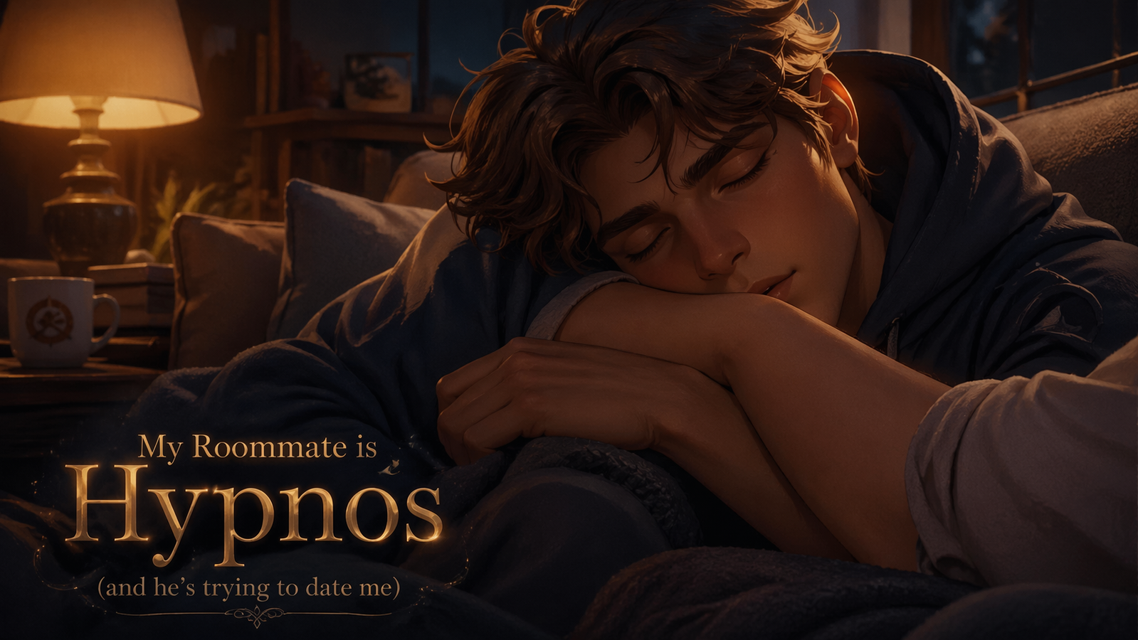 Cover art for My Roommate is Hypnos (and He’s Trying to Date Me), a romance scenario on AI Dungeon