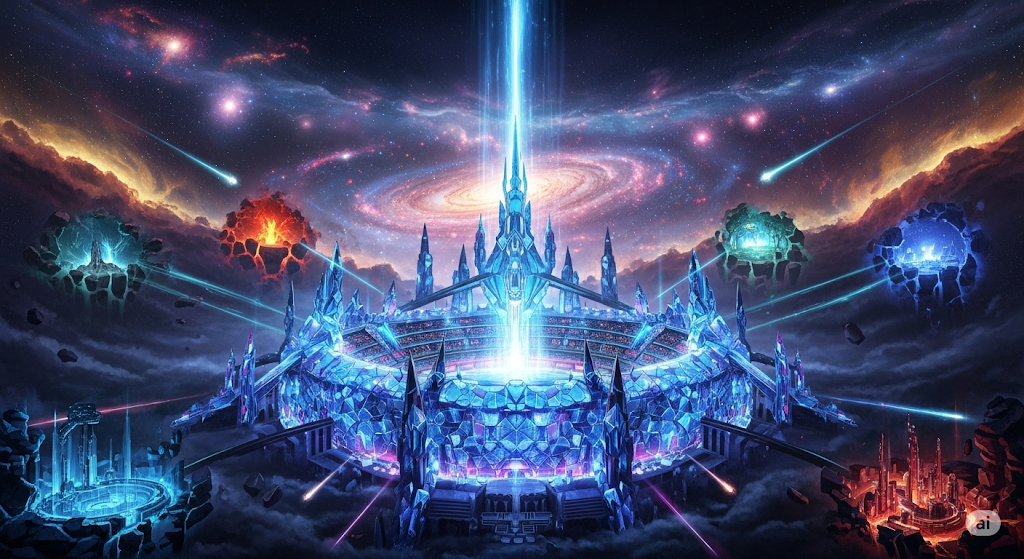 Cover art for The Tournament of the Multiverse , a tournament scenario on AI Dungeon