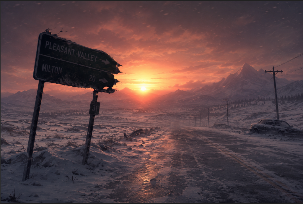Cover art for The Long Winter, a survival scenario on AI Dungeon