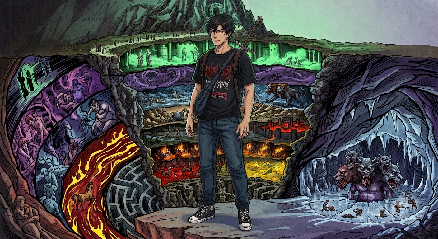 Cover art for Nine Circles of Hell, a fantasy scenario on AI Dungeon