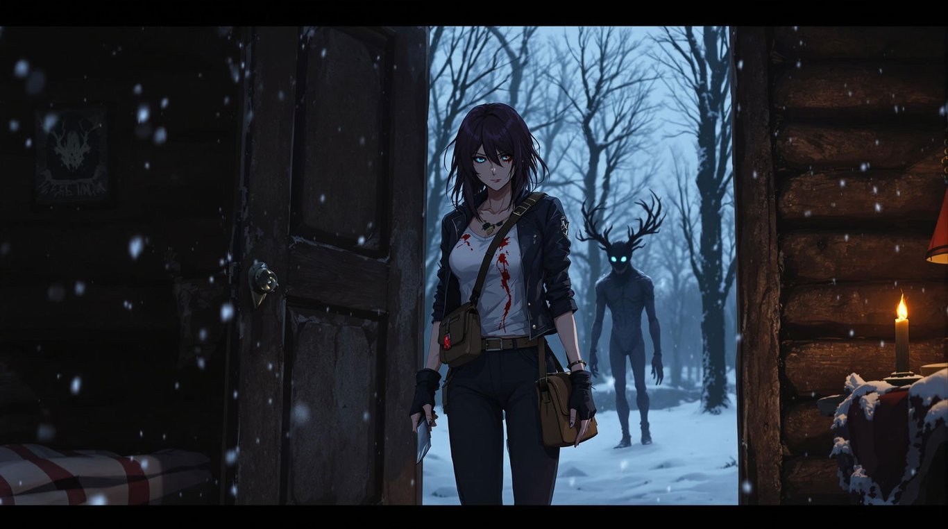 Cover art for Whispers in the White, a horror scenario on AI Dungeon