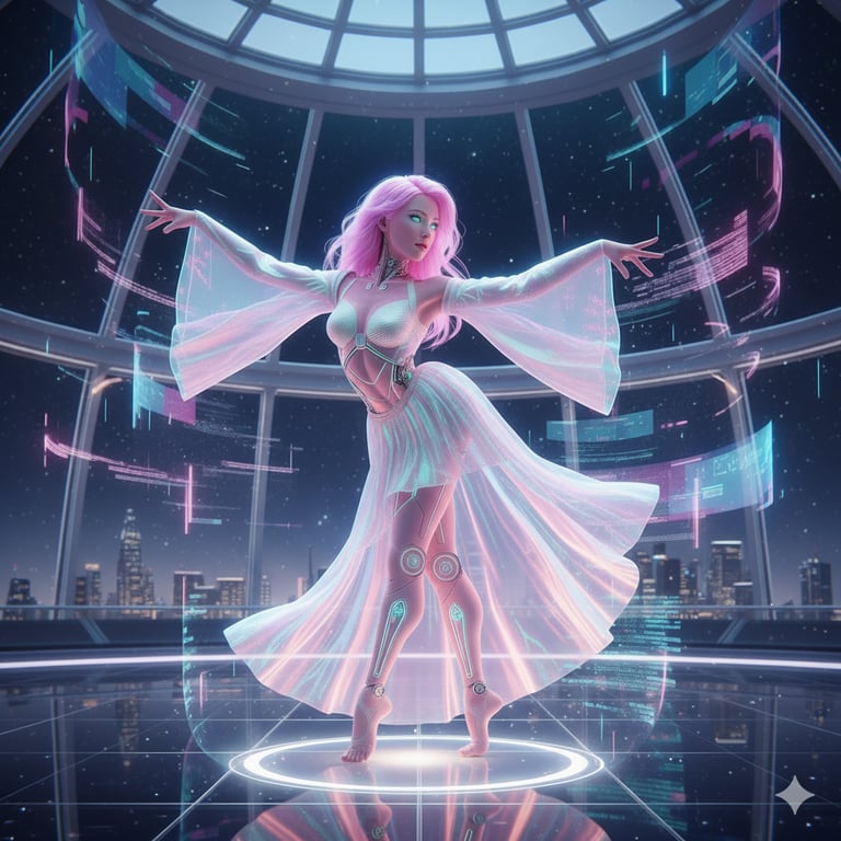 Cover art for Trapped in a female dancer android (AC and LOLA), a cyberpunk scenario on AI Dungeon