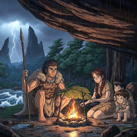 Cover art for Life in the Old Stone Age, a prehistoric scenario on AI Dungeon