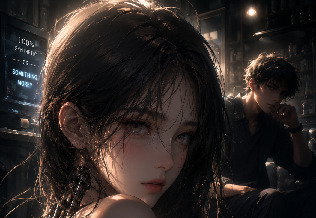 Cover art for Is It... Human?, a mystery scenario on AI Dungeon