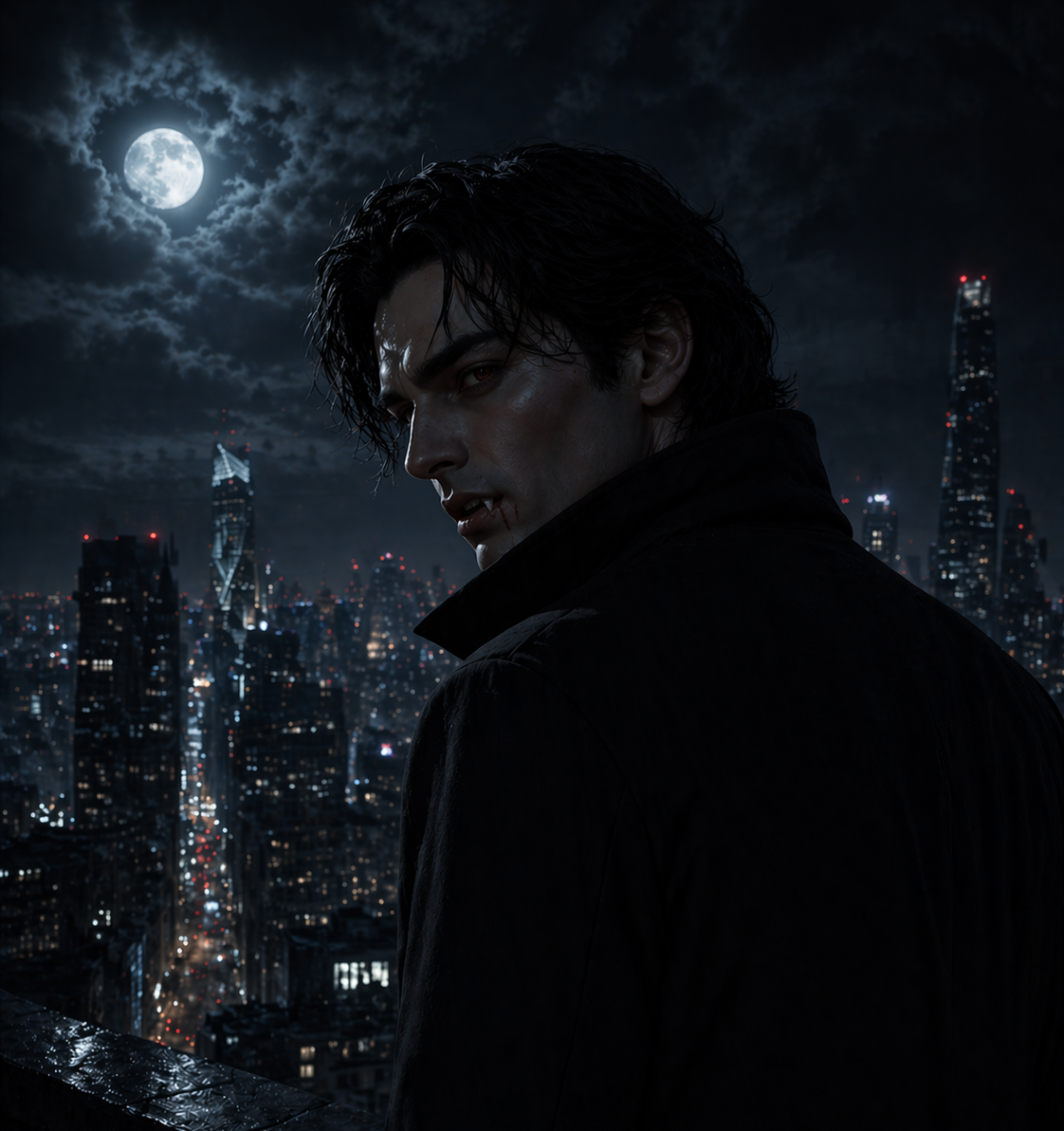 Cover art for Fangs in the night, a vampire scenario on AI Dungeon