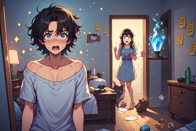 Cover art for 💥 Oops, You’re a Girl Now 🎭 (IS), a romance scenario on AI Dungeon