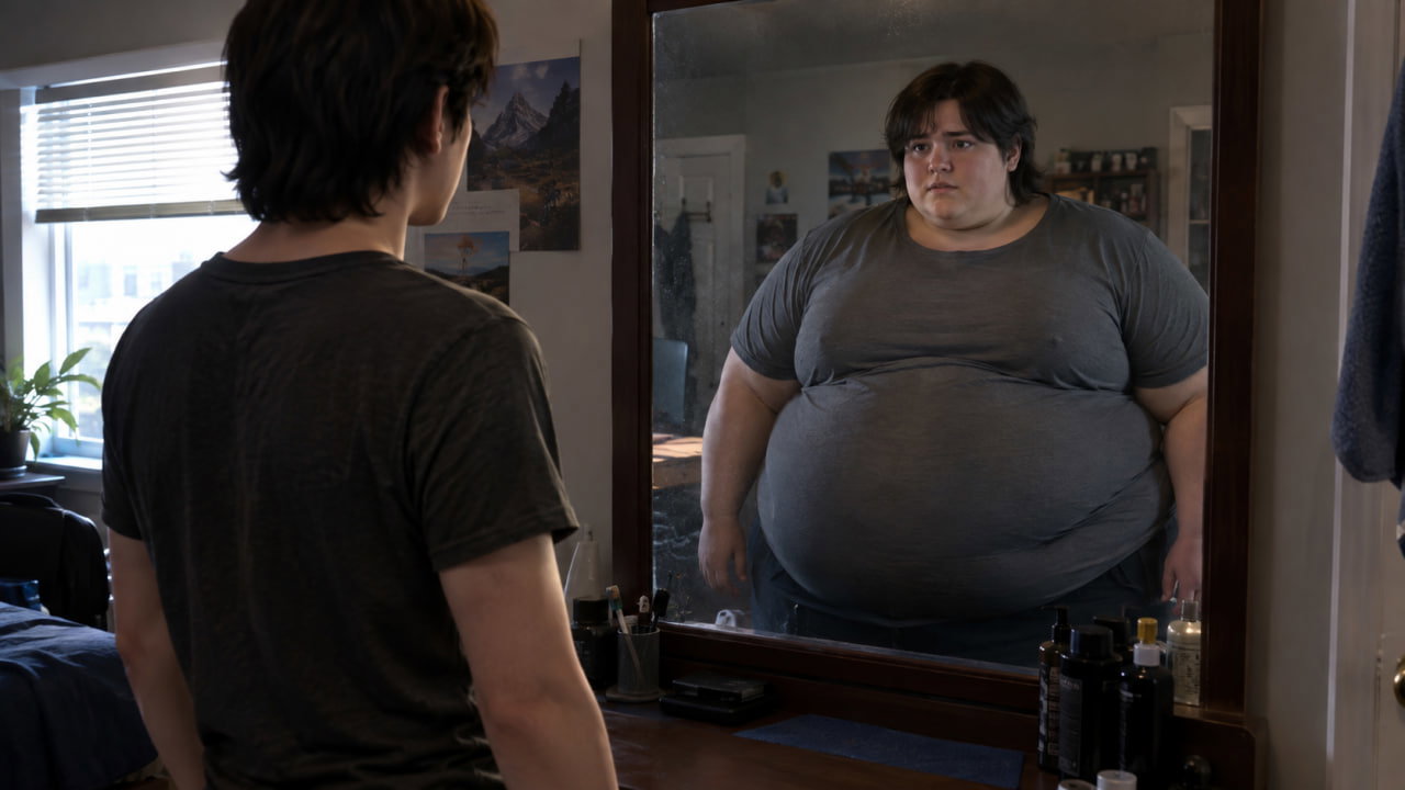 Cover art for Why am i growing bigger?, a weightgain scenario on AI Dungeon